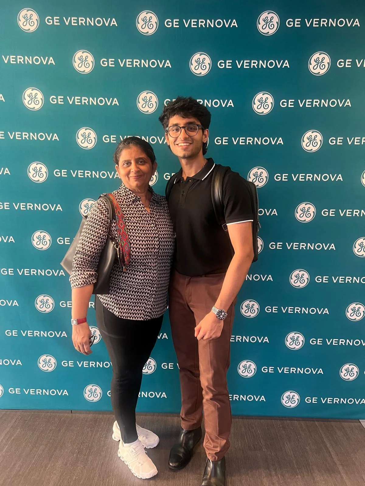 Ayush and his mother at a GE Vernova event