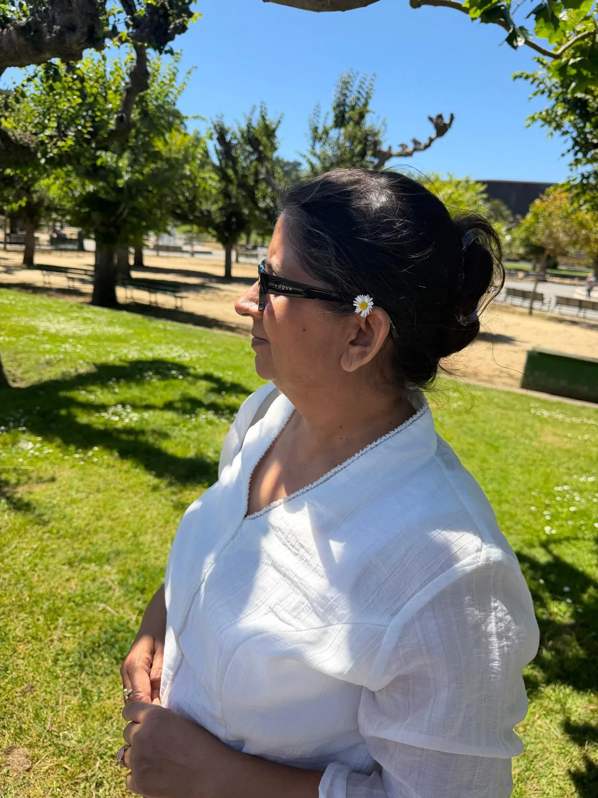 Ayush's mother wearing a Burger King crown